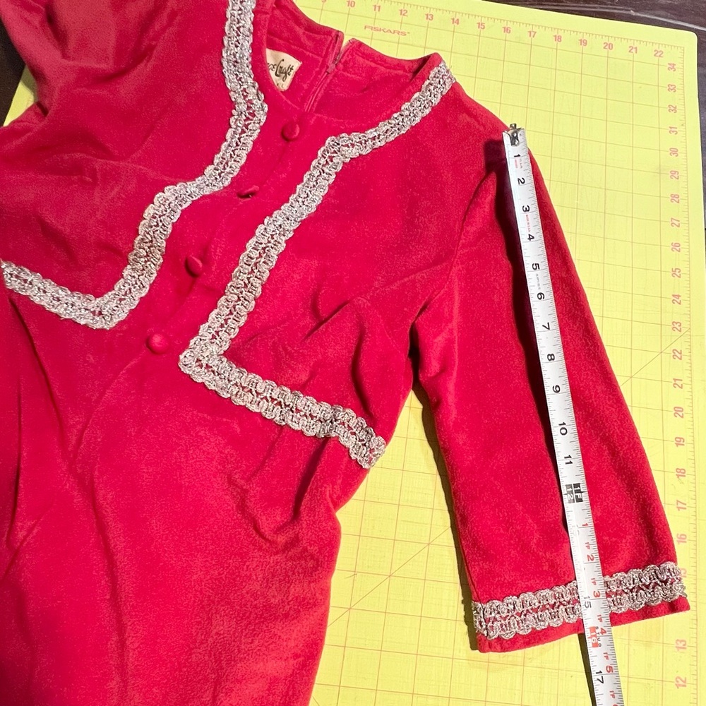 VINTAGE MCM union suit jumpsuit romper‎ wide leg pants red tinsel button front - Picture 14 of 15